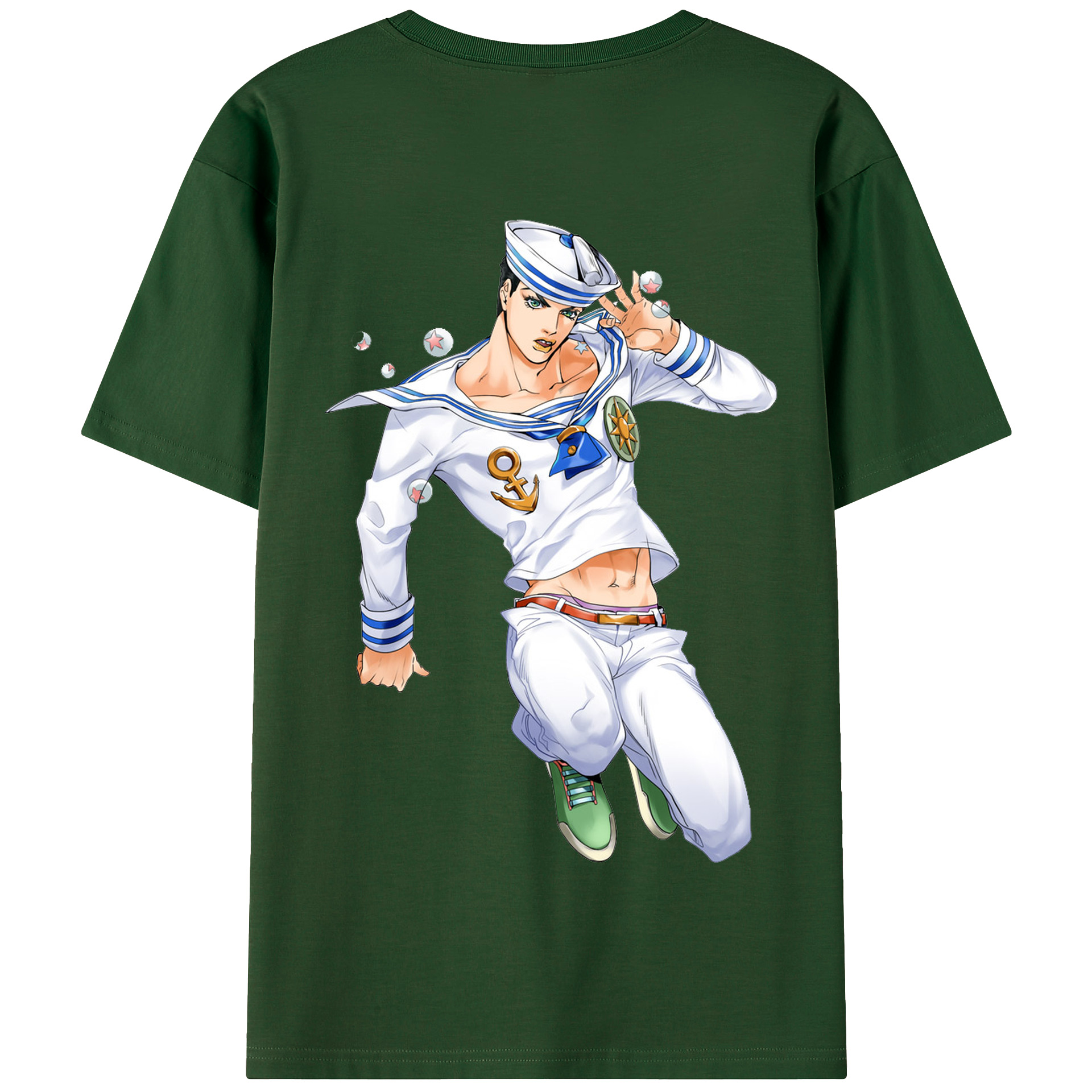 （画像用） ジョジョの奇妙な冒険 東方定助 JoJo's Bizarre Adventure Higashikata Josuke 綿100％半袖Tシャツ（背面プリント）